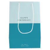 Blue Aqua Modern Verjaardag Medium Cadeauzakje (Achterkant)