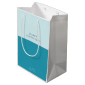 Blue Aqua Modern Verjaardag Medium Cadeauzakje (Achterkant Gekanteld)