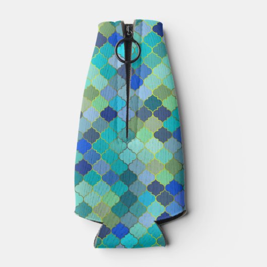 Blue Aqua Moroccan Mosaic Flesjeskoeler (Achterkant)