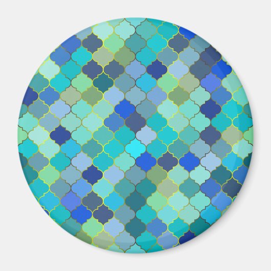 Blue Aqua Moroccan Mosaic Magneet (Voorkant)