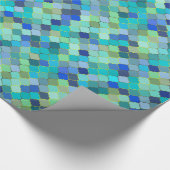 Blue Aqua Moroccan Mosaic Pattern Cadeaupapier (Hoek)
