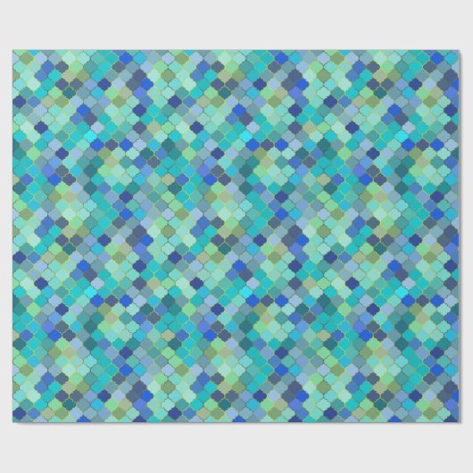Blue Aqua Moroccan Mosaic Pattern Cadeaupapier (Vlak)