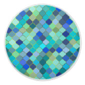 Blue Aqua Moroccan Mosaic Pattern Keramische Knop (Voorkant)