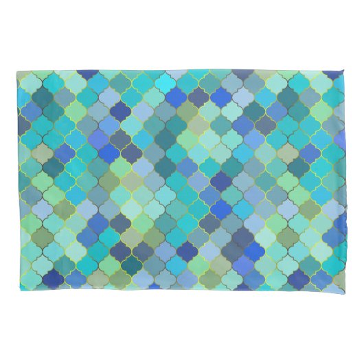 Blue Aqua Moroccan Mosaic Pattern Kussensloop (Voorkant-Links)