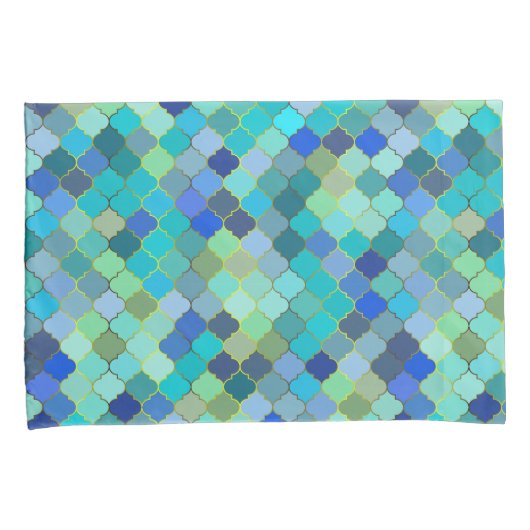 Blue Aqua Moroccan Mosaic Pattern Kussensloop (Voorkant-Rechts)