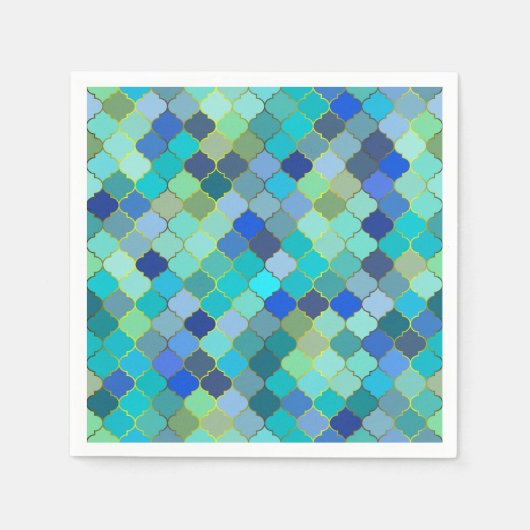 Blue Aqua Moroccan Mosaic Pattern Servet (Voorkant)