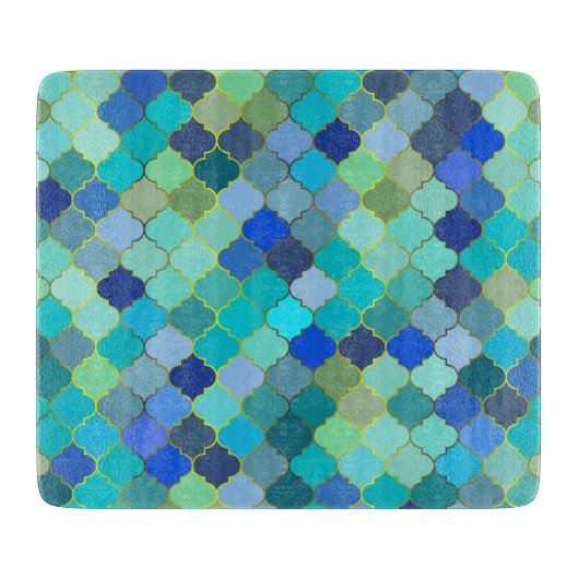 Blue Aqua Moroccan Mosaic Pattern Snijplank (Voorkant)