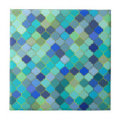 Blue Aqua Moroccan Mosaic Pattern Tegeltje (Voorkant)