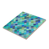 Blue Aqua Moroccan Mosaic Pattern Tegeltje (Zijkant)