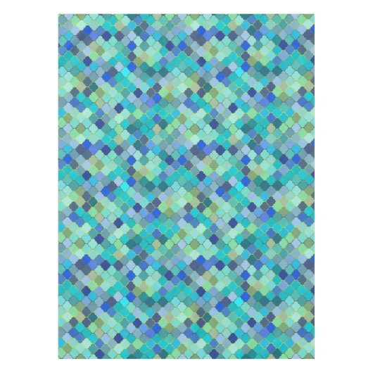 Blue Aqua Moroccan Mosaic Tafelkleed (Voorkant)