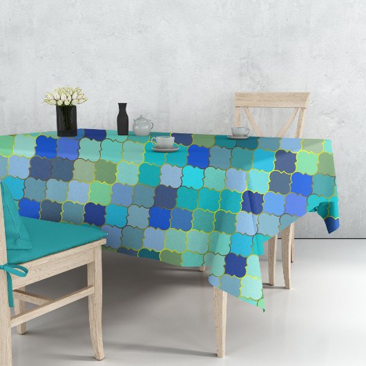 Blue Aqua Moroccan Mosaic Tafelkleed