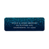 Blue Aqua Navy Glitter Sparkle Modern Party Etiket (Voorkant)