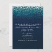 Blue Aqua Navy Glitter Sparkle Modern Verloving Kaart (Voorkant)