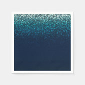 Blue Aqua Navy Glitter Sparkle Verjaardagsfeestje Servetten (Voorkant)