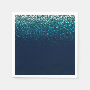 Blue Aqua Navy Glitter Sparkle Verjaardagsfeestje Servetten