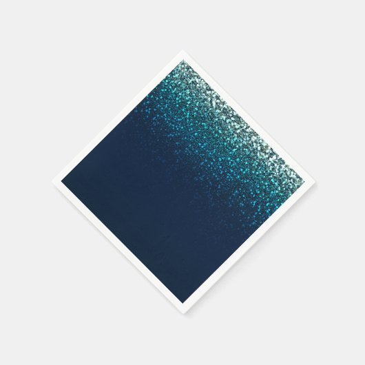 Blue Aqua Navy Glitter Sparkle Verjaardagsfeestje Servetten (Hoek)