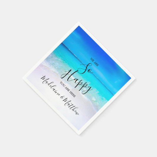 Blue Aqua Ocean Beach Coastal Wedding Engagment Servet (Hoek)