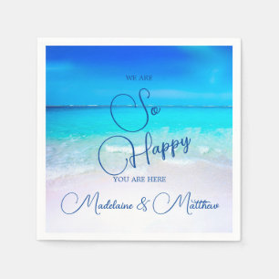 Blue Aqua Ocean Coastal Beach Wedding Verloving Servet