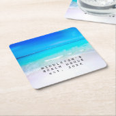 Blue Aqua Ocean Zee Beach Coastal Personal Family Kartonnen Onderzetters (Schuin)