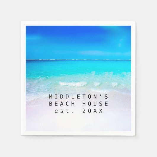 Blue Aqua Ocean Zee Beach Coastal Personal Family Servet (Voorkant)