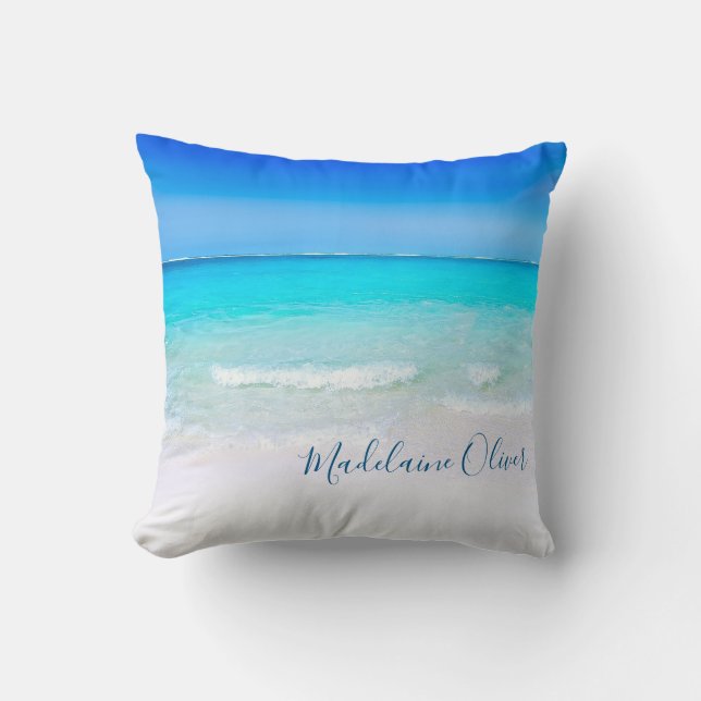 Blue Aqua Ocean Zee Beach Coastal Personal Kussen (Voorkant)