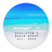 Blue Aqua Ocean Zee Custom Coastal Family Keramische Knop (Voorkant)