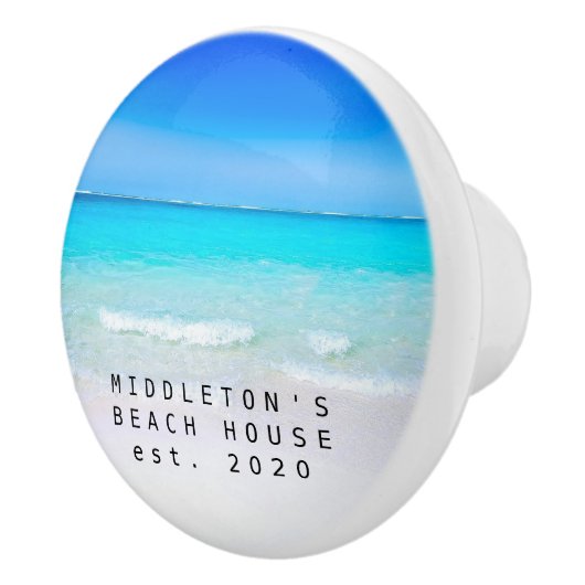 Blue Aqua Ocean Zee Custom Coastal Family Keramische Knop (Rechts)