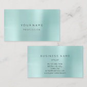 Blue Aqua Parly Abstract Minimal Silk Metallic Visitekaartje (Voorkant / Achterkant)