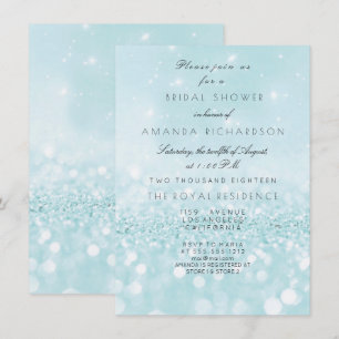 Blue Aqua Pastel Sparkly Glitter Vrijgezellenfeest Kaart