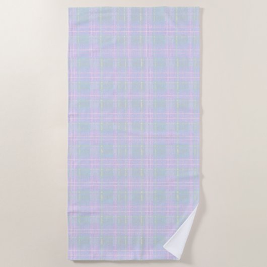 Blue Aqua Praire Plaid Strandlaken (Voorkant)