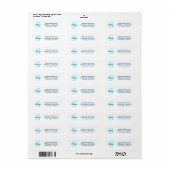 Blue Aqua Script Monogram Etiket (Full Sheet)