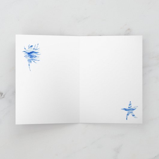 Blue-Aqua Silhouette conch shells Card Kaart (Binnen)