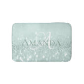 Blue Aqua Tiffany Pastel Glitter Name Monogram Badmat (Voorkant)