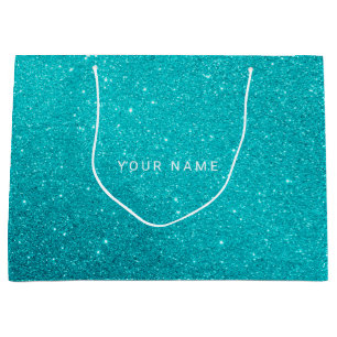 Blue Aqua Turqoise Ocean Glitter Favor Gift Groot Cadeauzakje