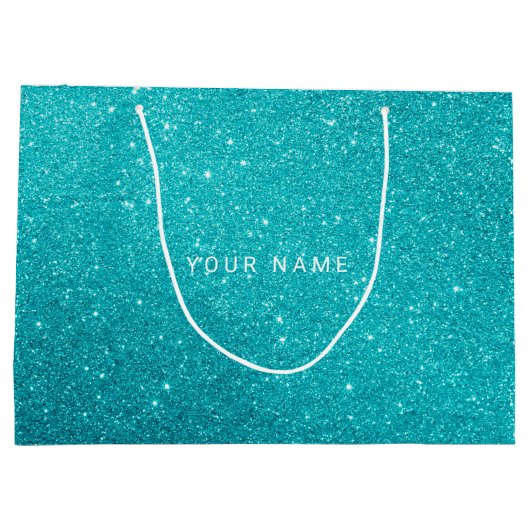 Blue Aqua Turqoise Ocean Glitter Favor Gift Groot Cadeauzakje (Achterkant)