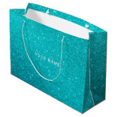 Blue Aqua Turqoise Ocean Glitter Favor Gift Groot Cadeauzakje (Achterkant Gekanteld)