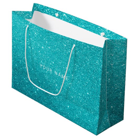 Blue Aqua Turqoise Ocean Glitter Favor Gift Groot Cadeauzakje (Voorkant Gekanteld)