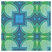Blue Aqua Turquoise Lime Green Bali Batik Pattern Stof (Close Up)