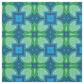 Blue Aqua Turquoise Lime Green Bali Batik Pattern Stof (Swatch)