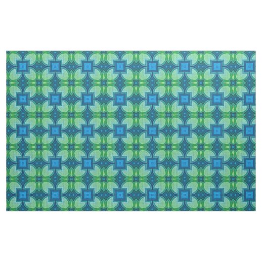 Blue Aqua Turquoise Lime Green Bali Batik Pattern Stof (Fat Quarter)