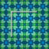 Blue Aqua Turquoise Lime Green Bali Batik Pattern Stof (Delen)