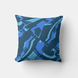 Blue Aqua Turquoise Slanted MCM Look Abstract Kussen