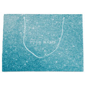 Blue Aqua White Ocean Glitter Favor Gift Groot Cadeauzakje (Voorkant)