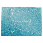 Blue Aqua White Ocean Glitter Favor Gift Groot Cadeauzakje (Achterkant)