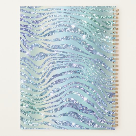 Blue Aqua Zebra Tiger Glitter Design Planner (Achterkant)