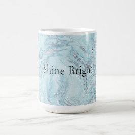Blue Aqua Zilver Marmer Swirls Koffiemok