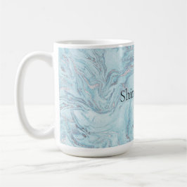 Blue Aqua Zilver Marmer Swirls Koffiemok