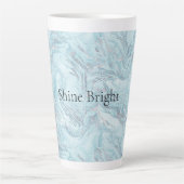 Blue Aqua Zilver Marmer Swirls Latte Mok (Voorkant)
