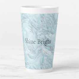 Blue Aqua Zilver Marmer Swirls Latte Mok