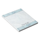 Blue Aqua Zilver Marmer Swirls Notitieblok (Schuin)